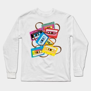 colorful 80s music cassettes with band salad Long Sleeve T-Shirt